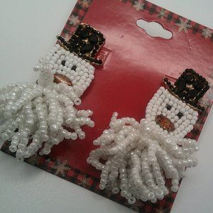Beaded Snowman Earrings